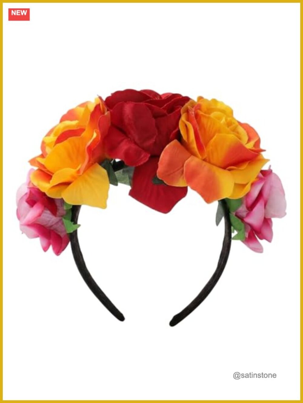 Mexican Flower Crown Headband Polyester Rose Cosplay Halloween Hair Accessory